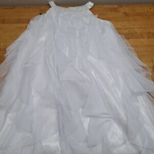 Kid's Dream Tier Ruffle Dress Kids 14 White Pearl Neck Flower Girl Wedding Event